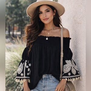 vava by joy han embroidered blouse boho